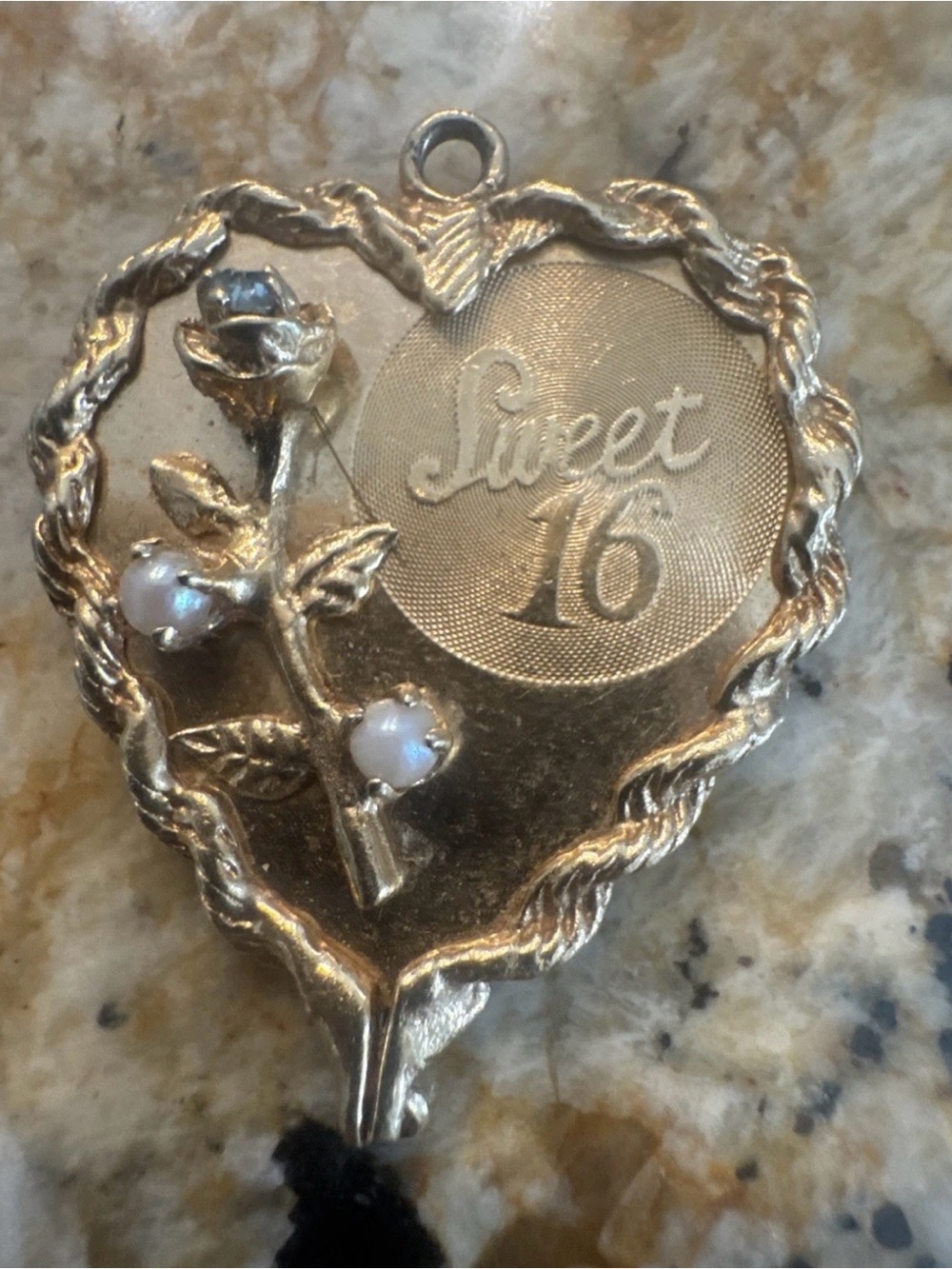 Vintage 14k Yellow Gold 50’s Sweet 16 Heart Charm/Pendant W Topaz & Pearls 6.32g